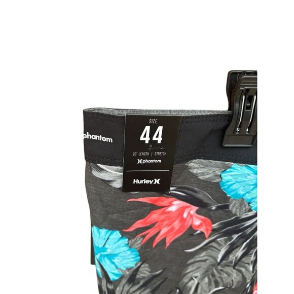 Hurley Mens Phantom Tropics Floral Boardshorts Size 44 Black With Turquoise Red - Picture 7 of 8